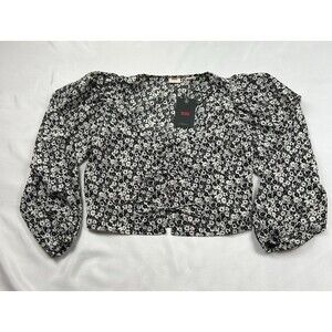Levi’s Embry Tie Blouse Women’s Black and White Floral Size XS NWT